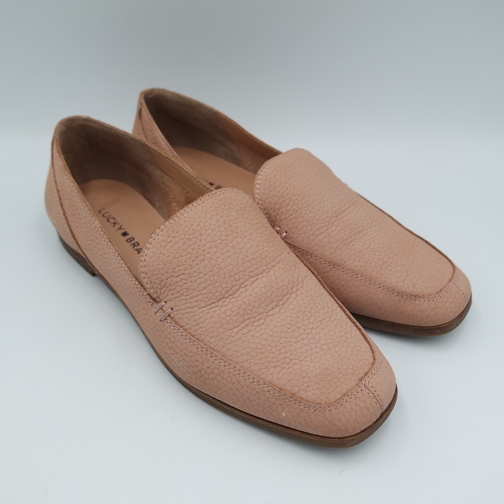 Lucky Brand Canyen Blush Pink Pebbled Leather Loafers Square Toe Shoes 7.5M